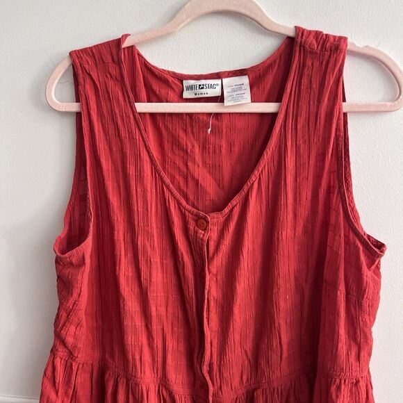 Vtg 90s White Stag Red Dress 18W/20W Button Front Round Neck Sleeveless Casual - Picture 10 of 11